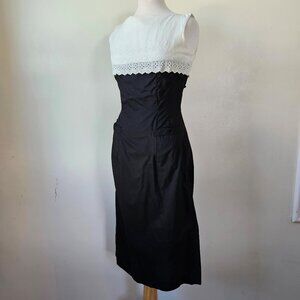 Vintage 50s Helen Whiting Black White Bombshell Hollywood Cocktail Wiggle Dress
